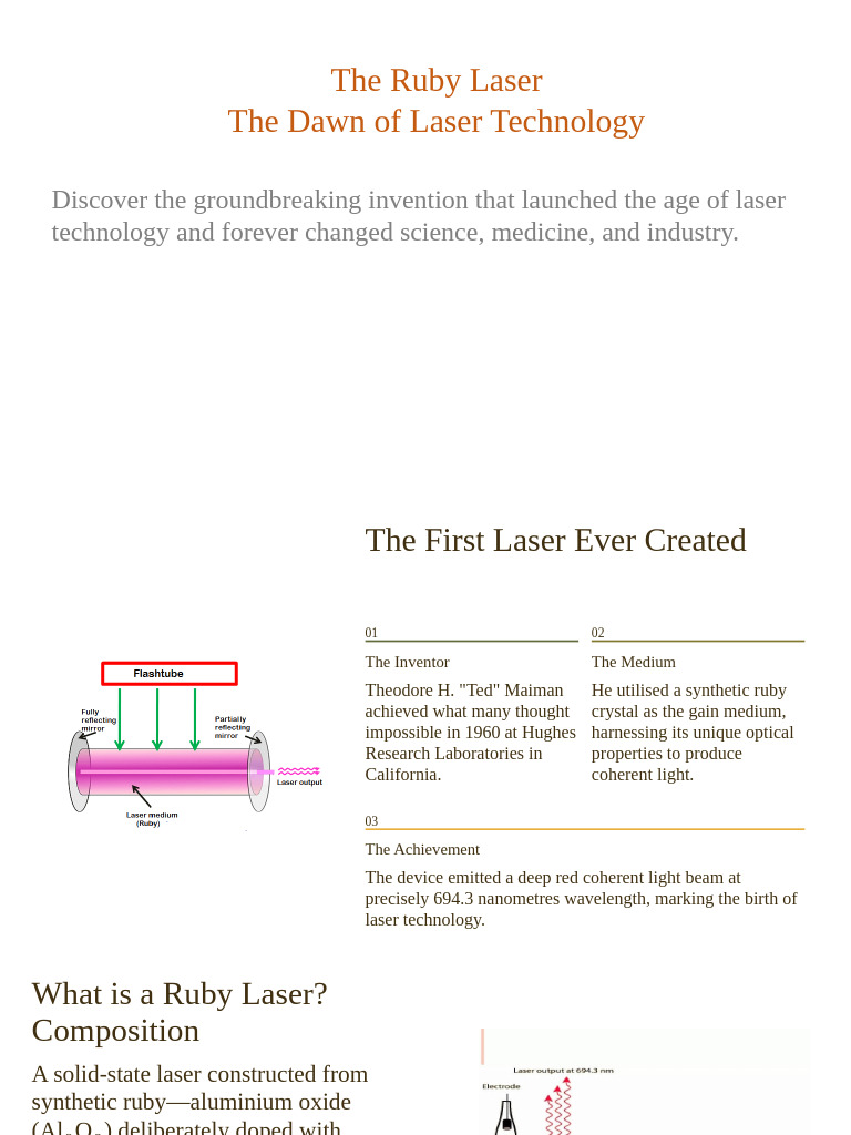 The Ruby Laser: Revolutionizing Technology | PDF | Laser | Applied And ...