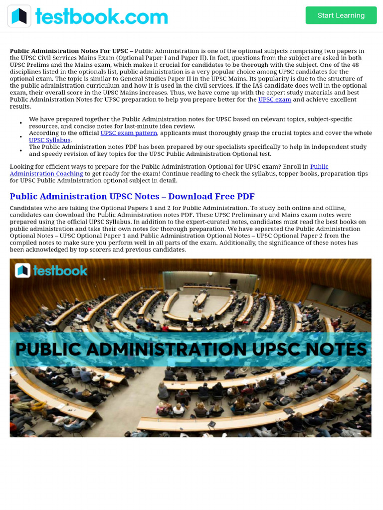 Public Administration UPSC Notes For IAS Exam 2025 | PDF