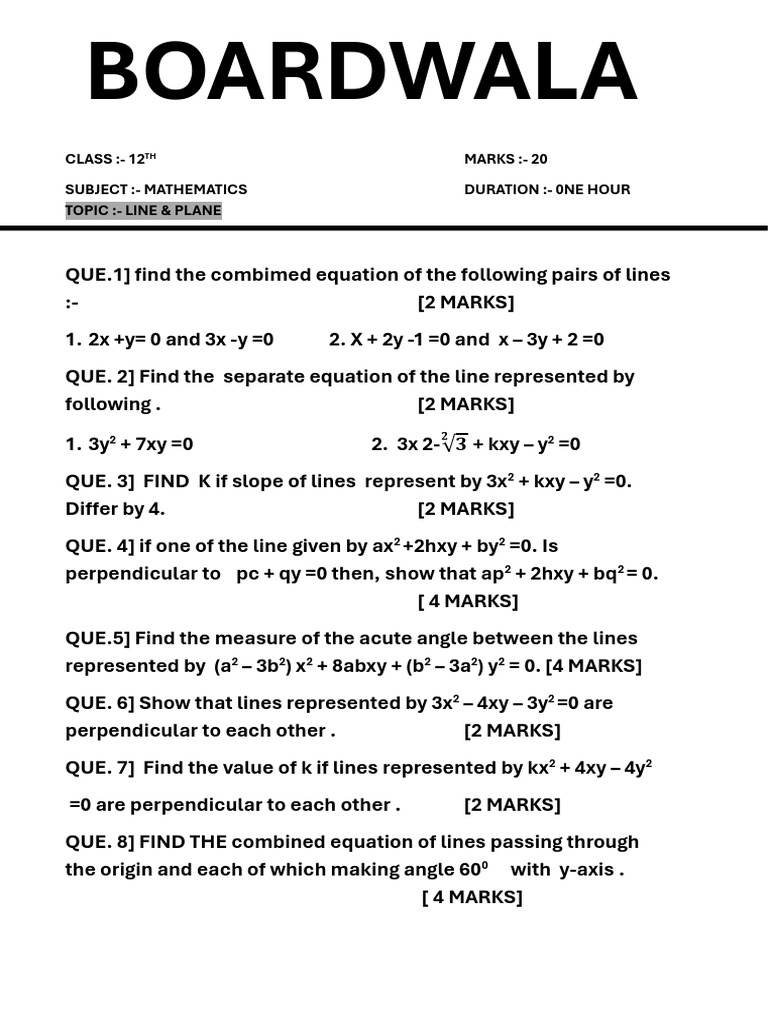 Line & Plane | PDF