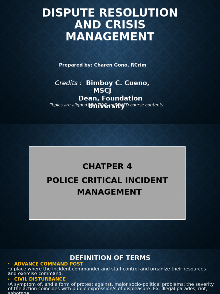Police Crisis Management and Resolution Guide | PDF | Emergency ...