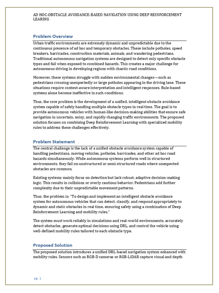 Intelligent Obstacle Avoidance in Navigation | PDF | Simulation | Traffic