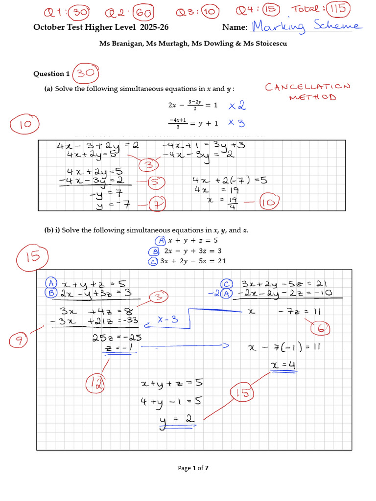 Simultaneous Equations Test 2025-26 | PDF | Mathematics | Mathematical ...
