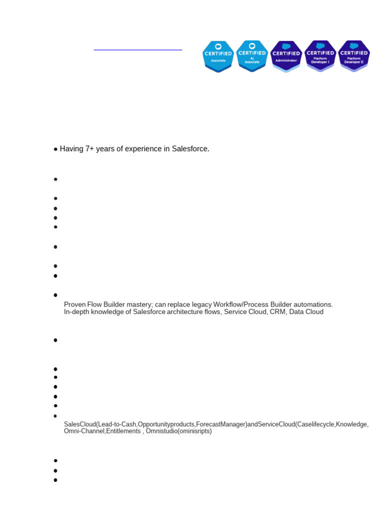 Senior Salesforce Developer Profile | PDF | Cloud Computing | Software ...