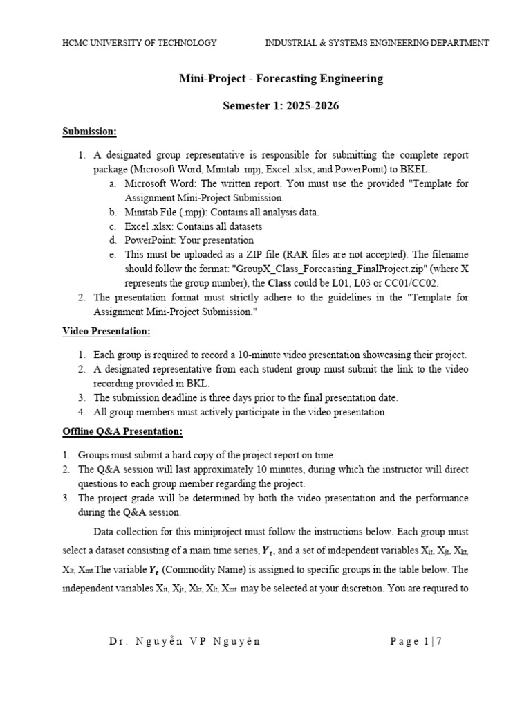 Forecasting Engineering Mini-Project Guide | PDF | Regression Analysis ...