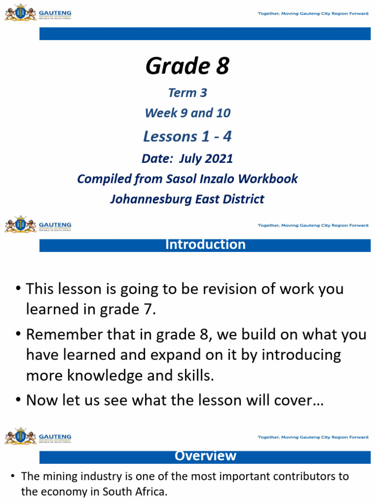 Grade 8 PowerPoint Lesson 1 - Week 9 Term 3 | PDF | Gear | Axle
