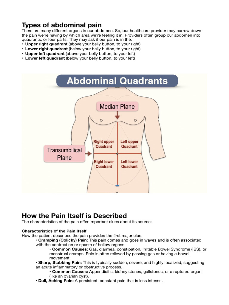 Understanding Abdominal Pain Types | PDF | Urinary Tract Infection ...