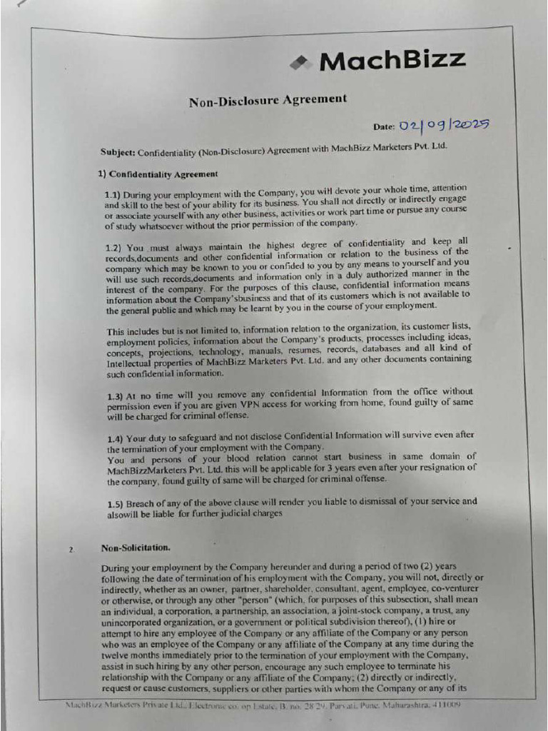 Machbizz NDA | PDF