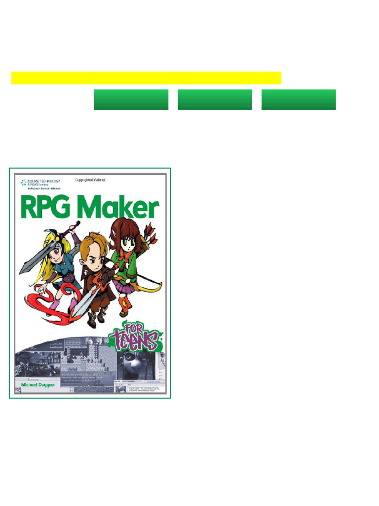 RPG Maker For Teens 1st Edition Michael Duggan Complete Edition | PDF