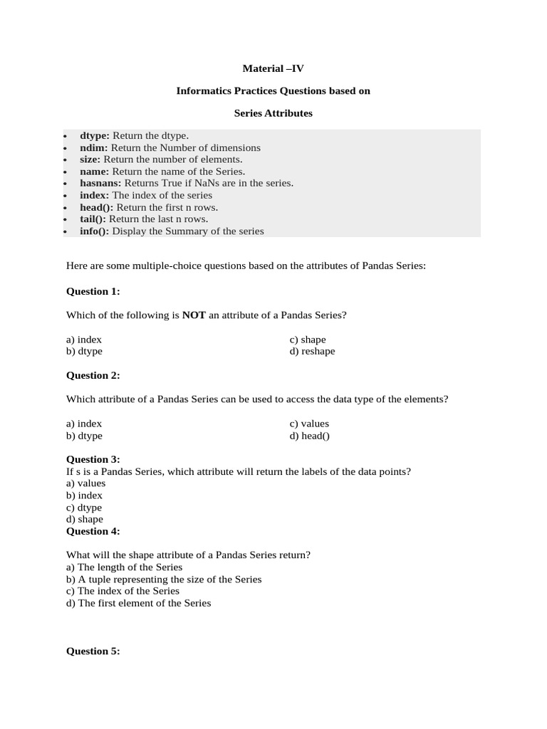 Series - Attribute Based Questions | PDF
