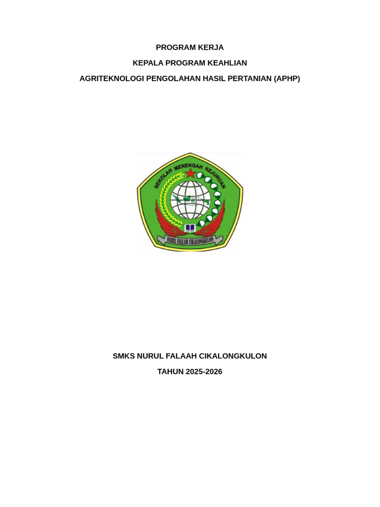 Rencana Kerja APHP SMK Nurul Fallah 2025-2026 | PDF