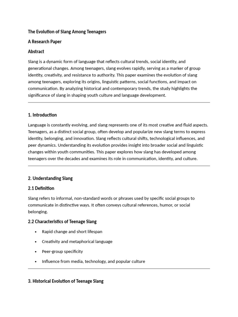Evolution of Teen Slang and Culture | PDF | Slang | Adolescence
