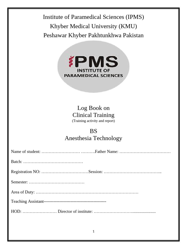 Clinical Training Log Book for Anesthesia | PDF | Medical Specialties ...