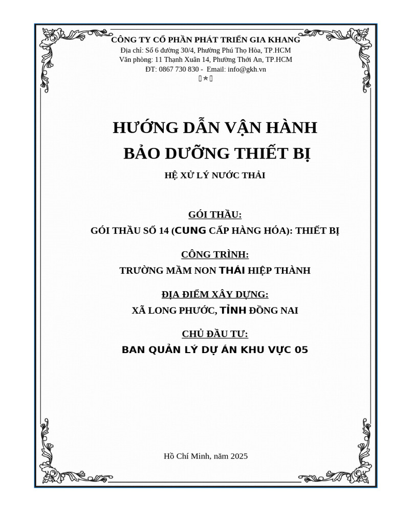 Thuyet Minh Huong Dan Van Hanh - Bao Duong Thiet Bi | PDF