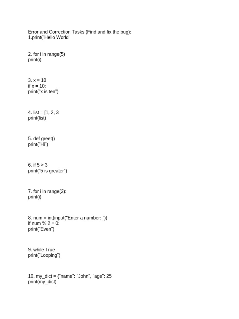 Error and Correction Tasks (WEEK 3) | PDF