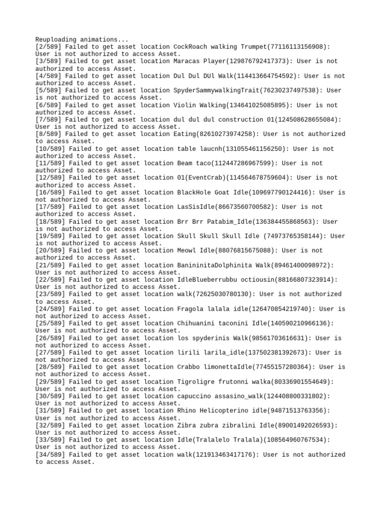 Animation Asset Access Errors | PDF