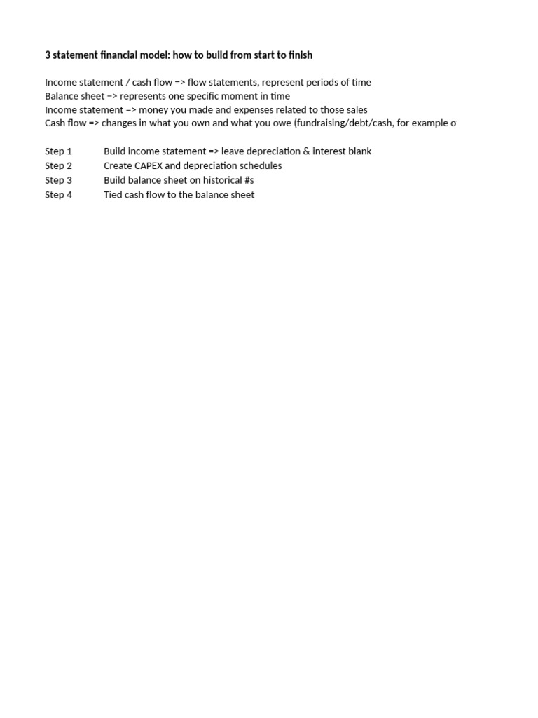 Build a 3 Statement Financial Model | PDF | Equity (Finance) | Income ...