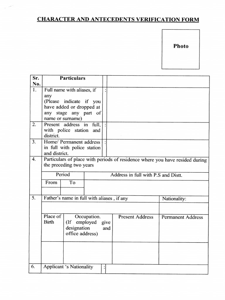 Character Verification Form Template | PDF | Justice | Crime & Violence