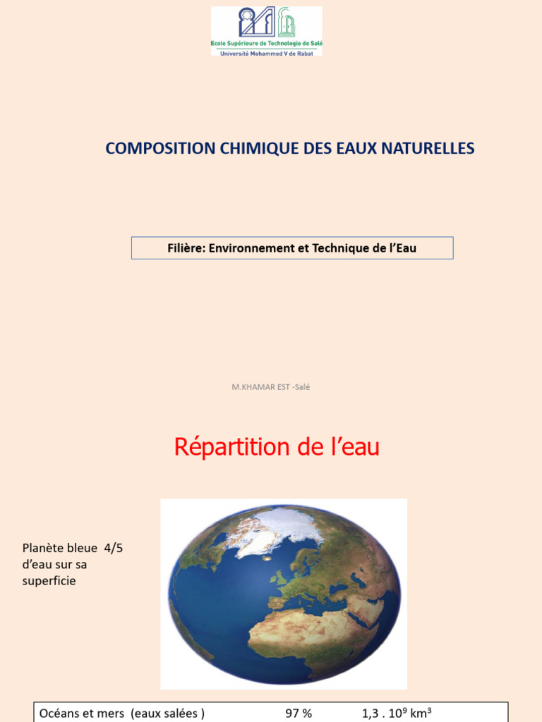Composition chimique des eaux naturelles | PDF | Eau | Colloïde