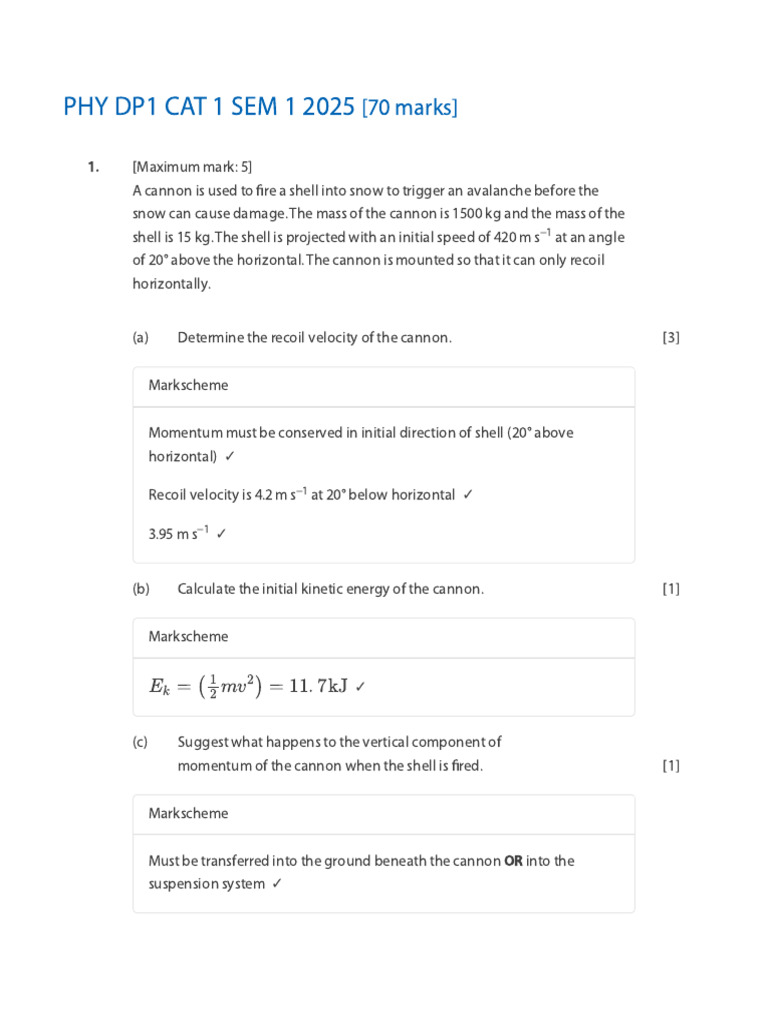 Physics Exam DP1 Semester 1 2025 | PDF | Force | Friction