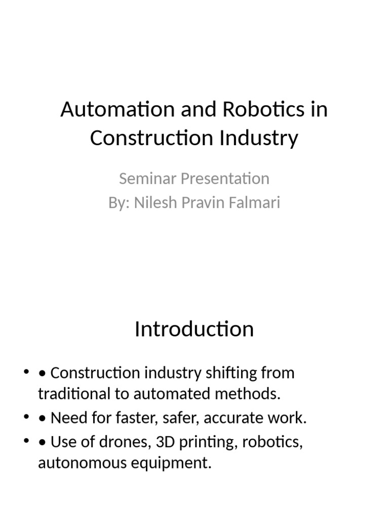 Automation & Robotics in Construction | PDF | Automation | 3 D Printing