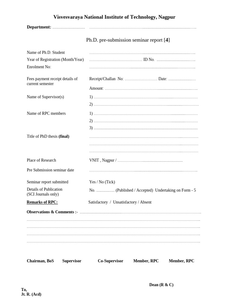 VNIT Nagpur PhD Pre-Submission Report | PDF | Higher Education | Academia