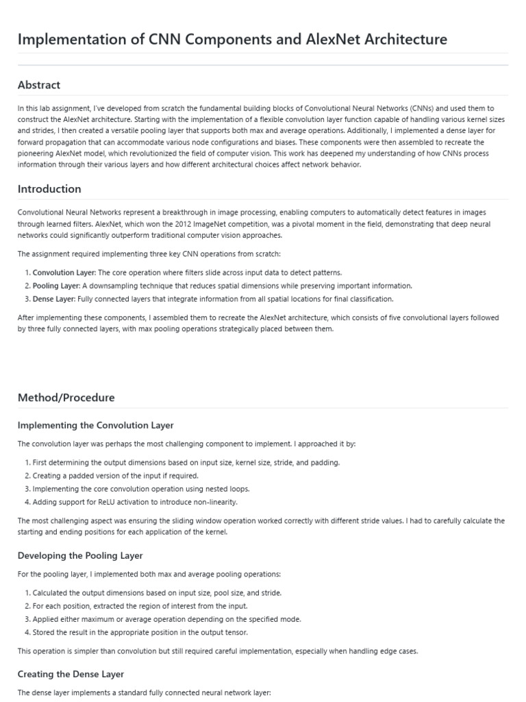 Implementing AlexNet with CNN Components | PDF | Cognitive Science ...