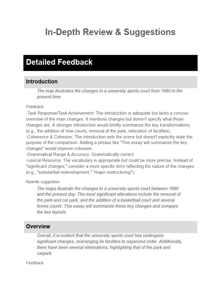 In-Depth Review & Suggestions: Detailed Feedback | PDF | Syntax ...