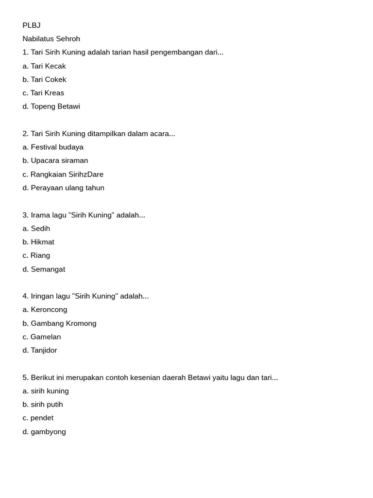 Tari Sirih Kuning: Budaya Betawi | PDF