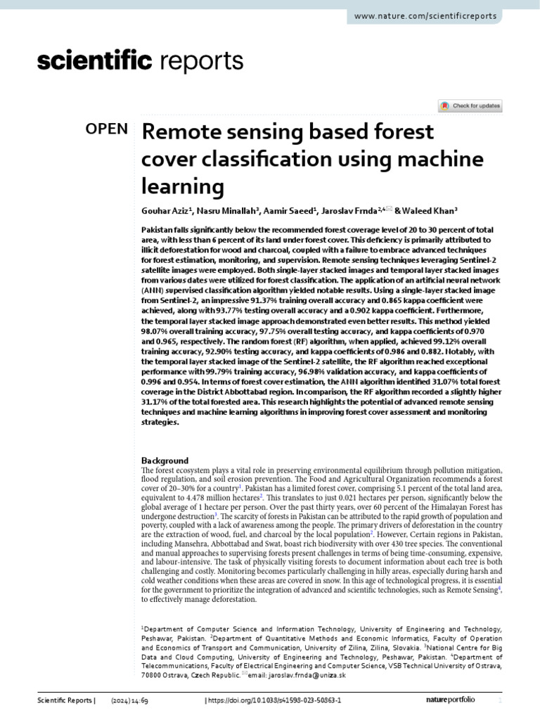 Remote Sensing for Forest Cover Analysis | PDF | Applied Mathematics