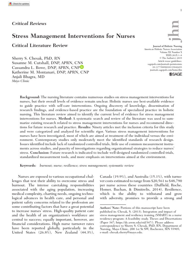Stress Management Interventions For Nurses | PDF | Nursing | Randomized ...