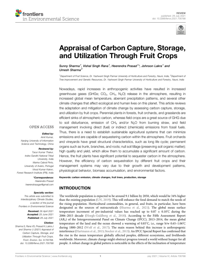 Fenvs 09 700768 | PDF | Carbon Sequestration | Climate Change