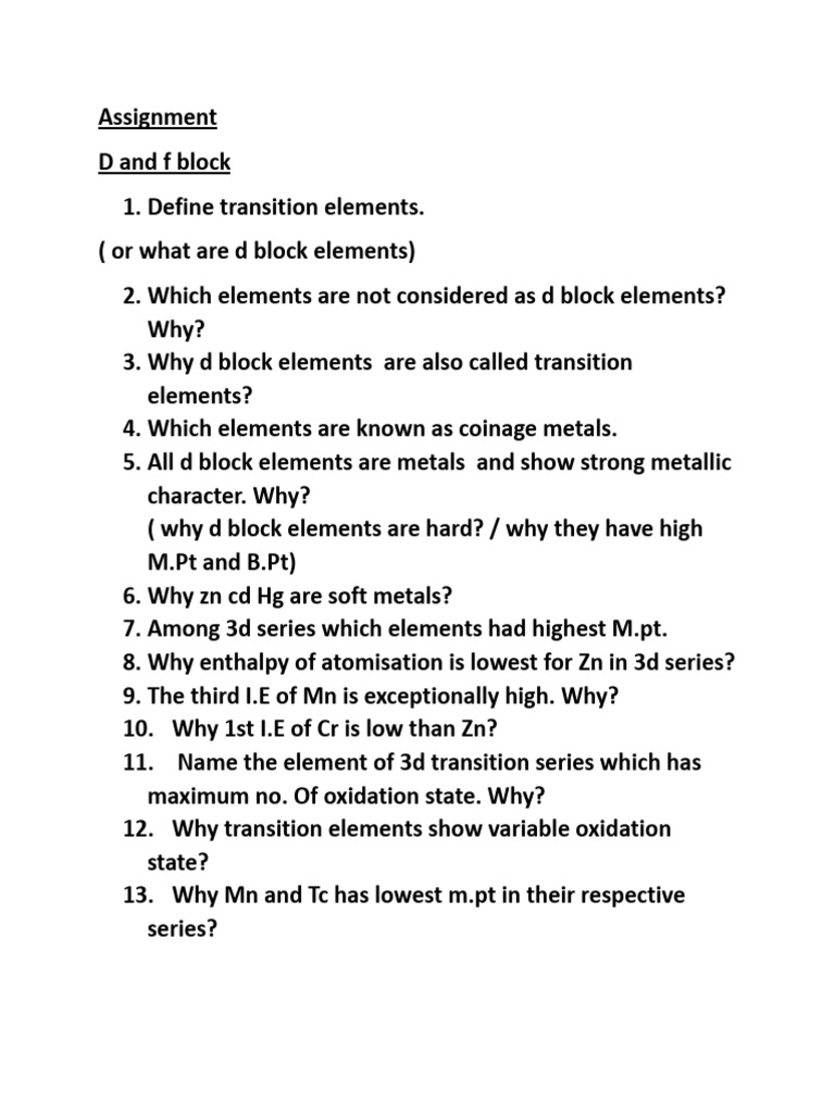 I Am Sharing 'D and F Block Elements' With You | PDF | Transition ...