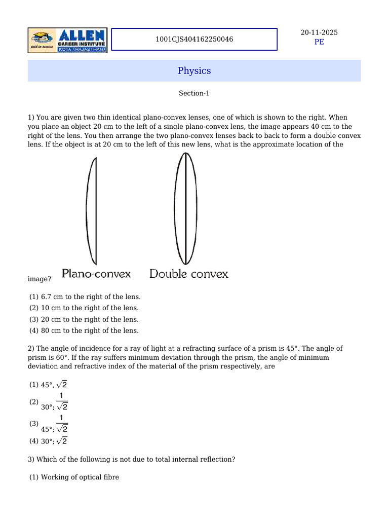 Physics and Chemistry Problem Set | PDF | Physical Phenomena | Physical ...
