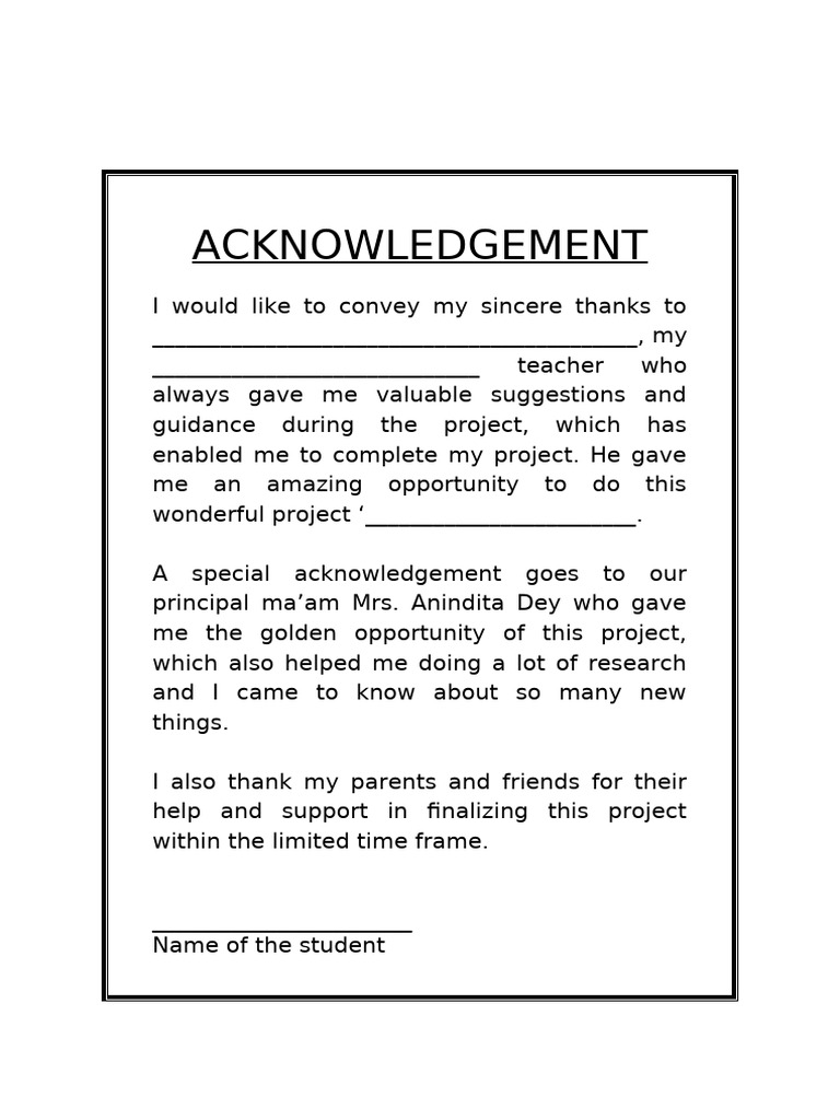 Project Acknowledgement Section | PDF