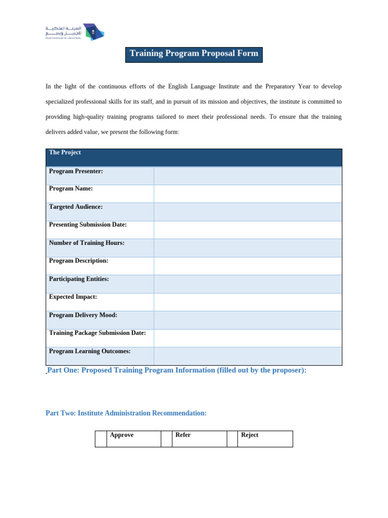 Training Program Proposal Form | PDF