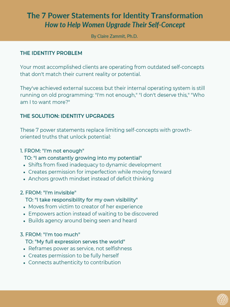 Upgrade Your Identity: 7 Power Statements | PDF | Self Concept | Psychology