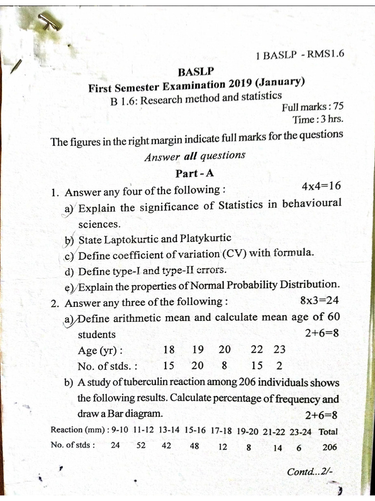1st Sem Research Method and Statistics | PDF