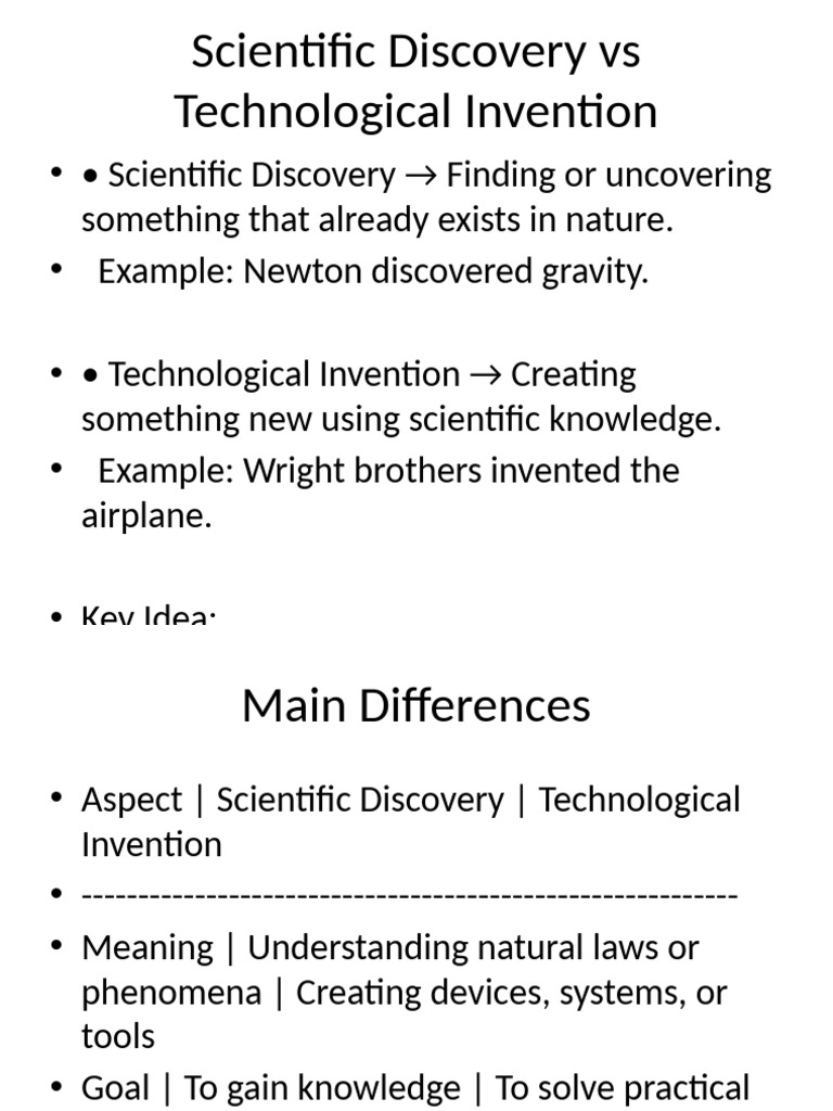 Scientific Discovery Vs Technological Invention | PDF