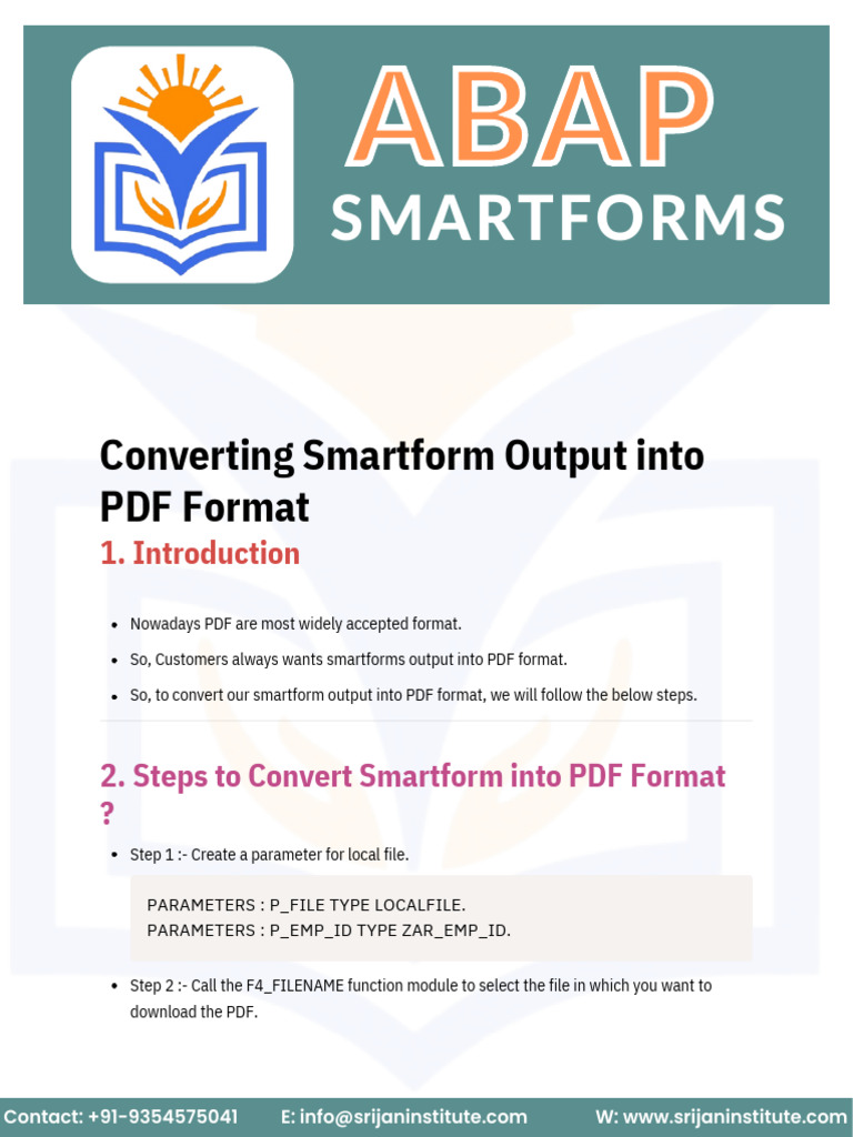 Convert Smartform to PDF Guide | PDF | Parameter (Computer Programming ...