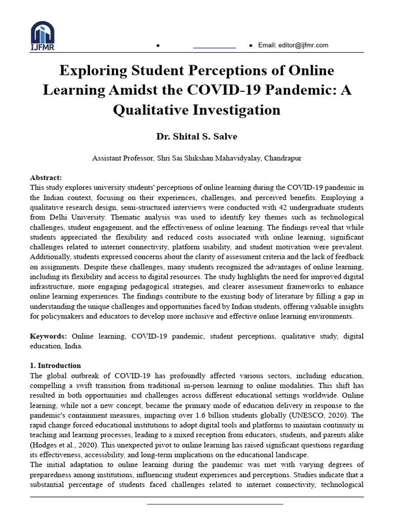 Student Views on Online Learning During COVID | PDF | Educational ...