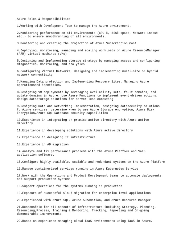 Azure Roles and Responsibilities Overview | PDF | Microsoft Azure ...