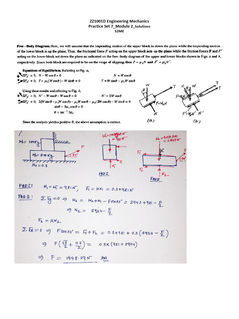 Engineering Mechanics Solutions Set 7 | PDF