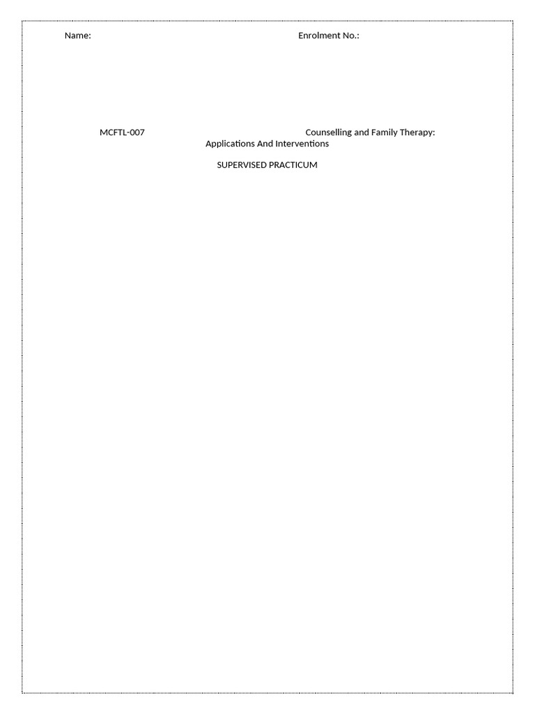 Page 1 SUPERVISED PRACTICUM FILE | PDF | Therapy | Psychotherapy