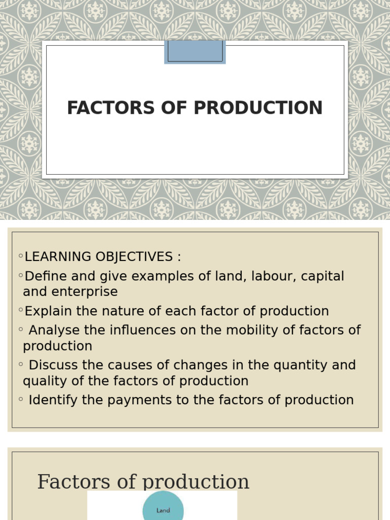 Understanding Factors of Production | PDF | Factors Of Production ...