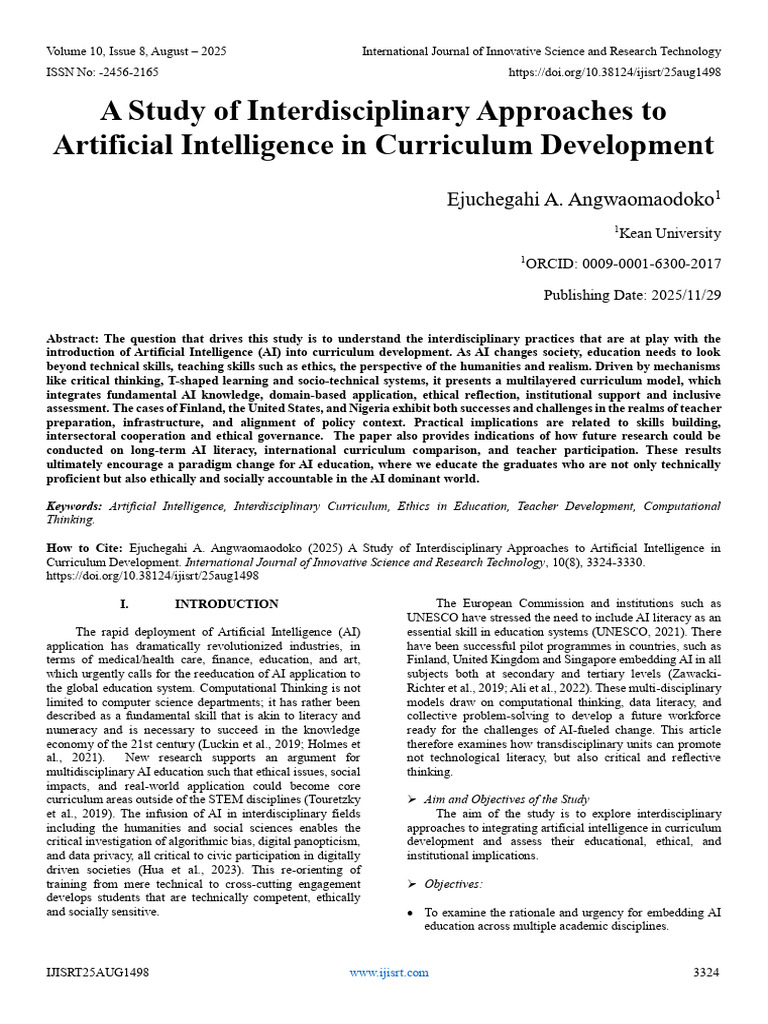 A Study of Interdisciplinary Approaches To Artificial Intelligence in ...