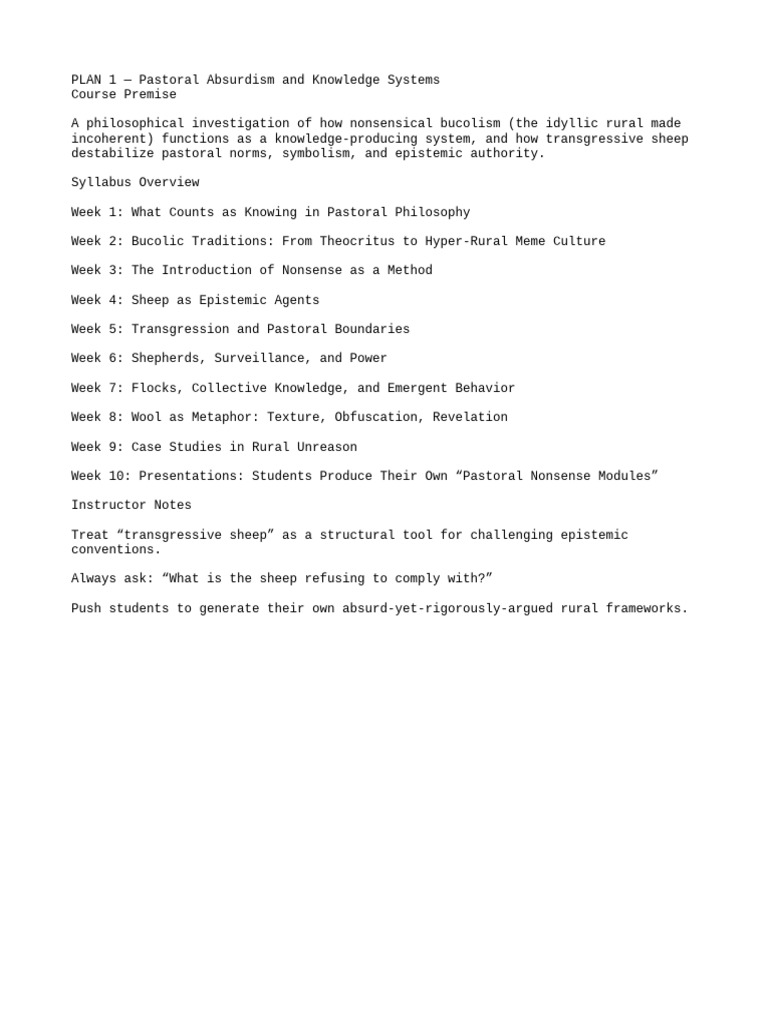 Pastoral Absurdism: Knowledge Systems Course | PDF