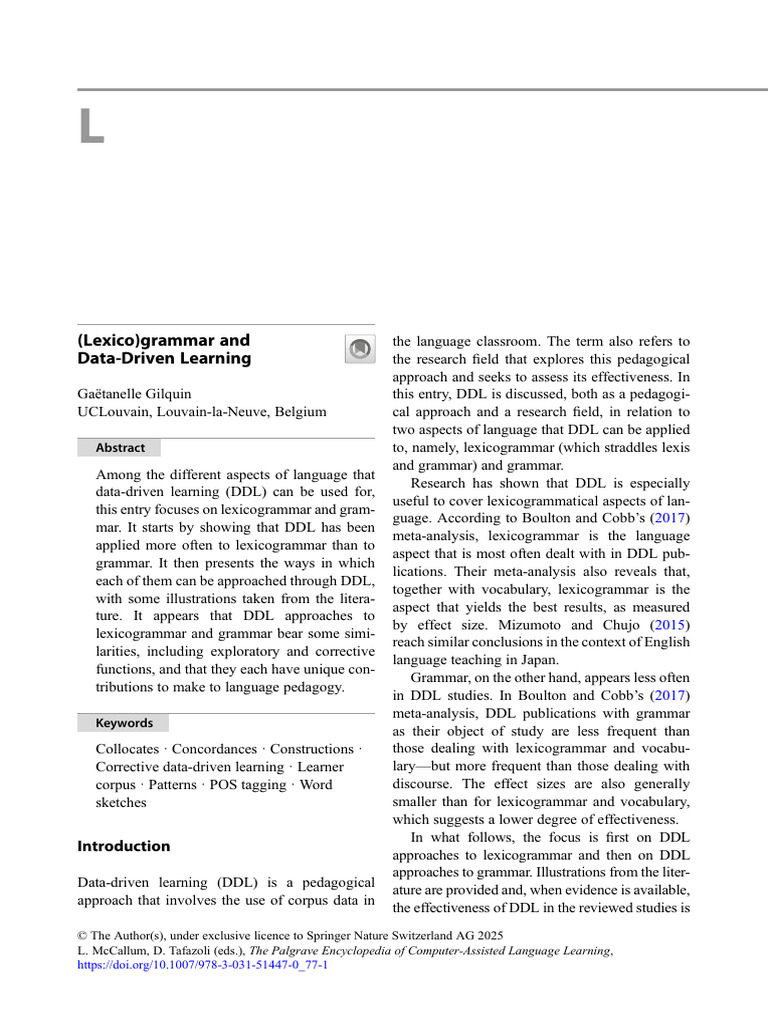 (Lexico) Grammar and Data-Driven Learning | PDF | Word | Linguistics