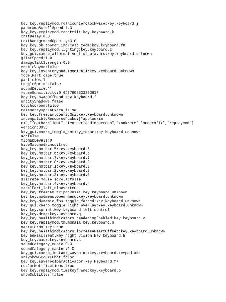 Minecraft Replay Mod Key Bindings | PDF