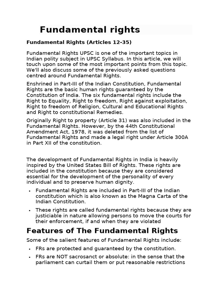 Overview of Fundamental Rights in India | PDF | Ex Post Facto Law ...