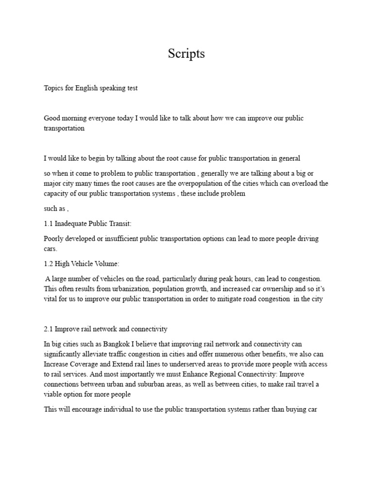 Scripts For How To Improve Public Transport | PDF | Public Transport ...